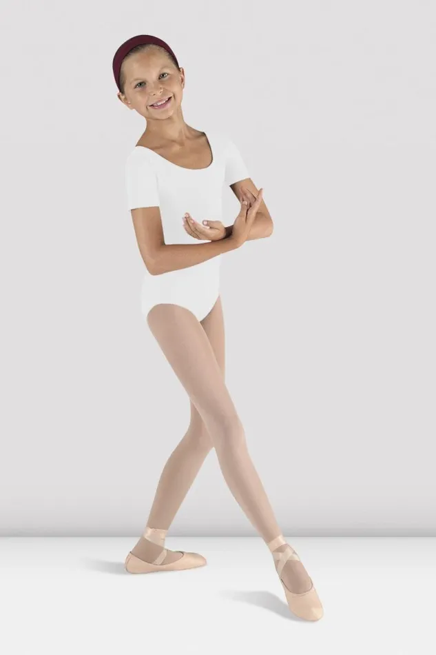 Children Basics Bloch Girls Short Sleeve Round Neck Leotard White