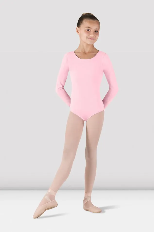Children Leotards Bloch Girls Basic Long Sleeve Leotard Candy Pink