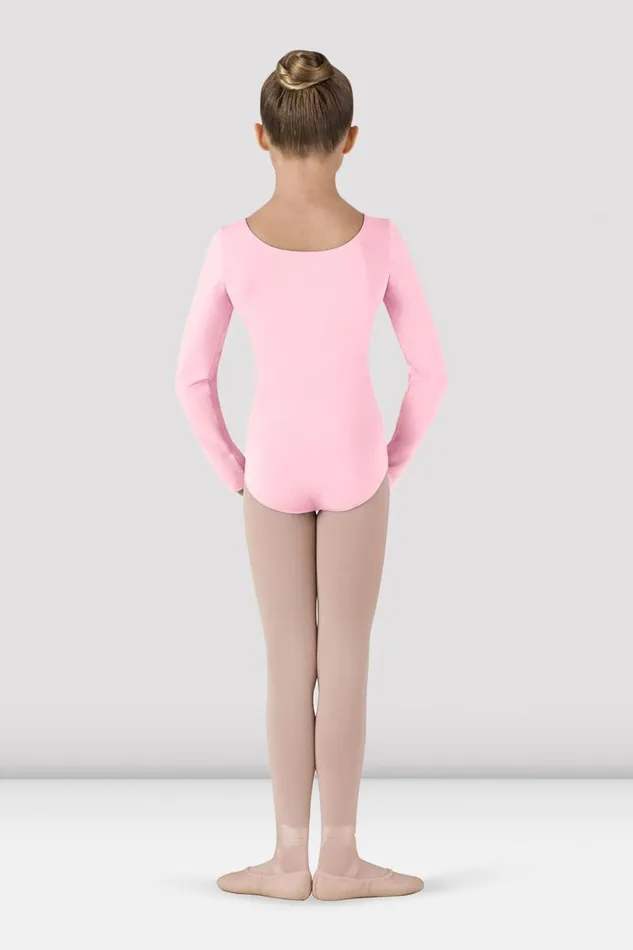 Children Leotards Bloch Girls Basic Long Sleeve Leotard Candy Pink