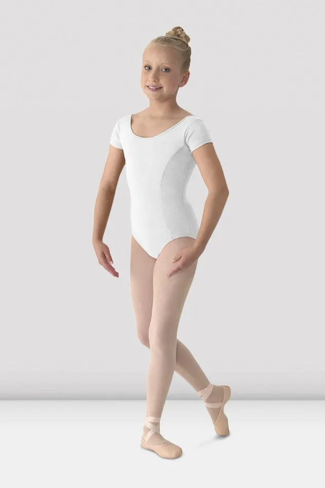 Children Leotards Bloch Girls Mirella Classic Short Sleeve Leotard White