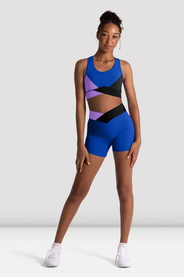 Children Shorts and Briefs Bloch Girls Freestyle Wrap Short Blue
