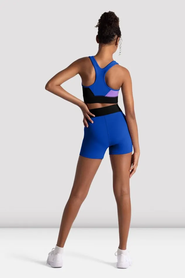 Children Shorts and Briefs Bloch Girls Freestyle Wrap Short Blue