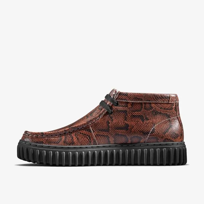 Clarks Boots and Booties Martine Rose Torhill Hi Brown Snake 8211 WomenMen
