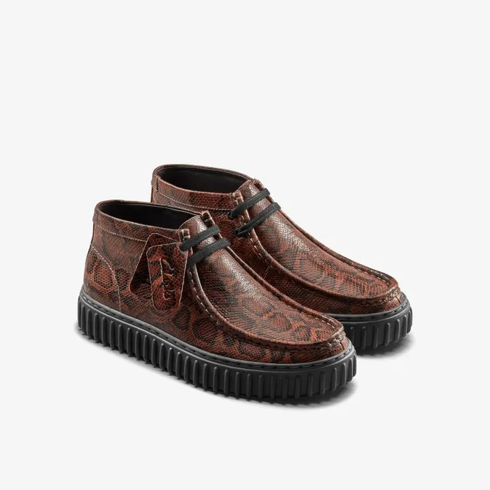 Clarks Boots and Booties Martine Rose Torhill Hi Brown Snake 8211 WomenMen