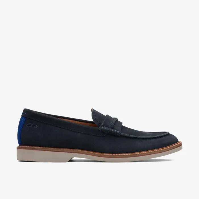 Clarks Casual Dress Shoes Atticus Slip Navy Suede 8211 Men