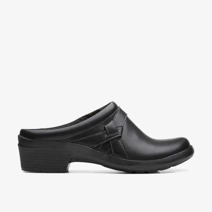 Clarks Clogs and Mules Angie Mist Black Leather 8211 Women