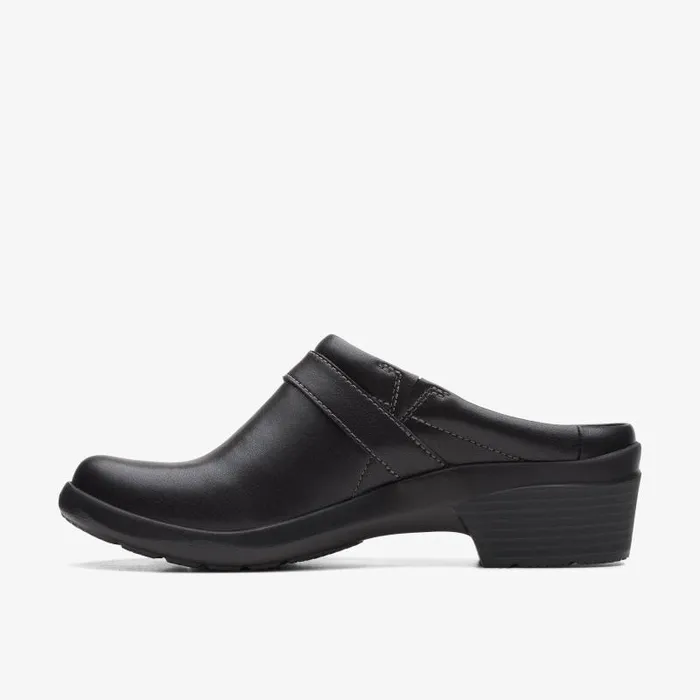 Clarks Clogs and Mules Angie Mist Black Leather 8211 Women
