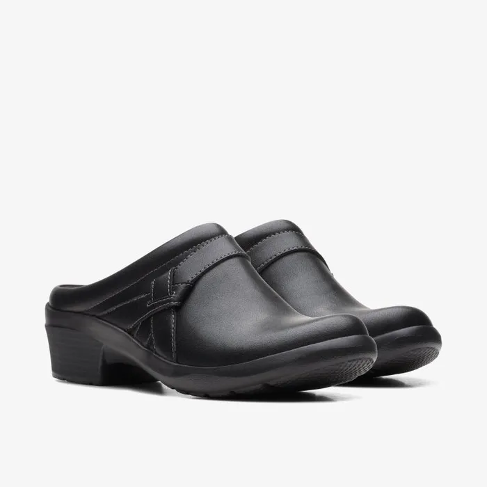 Clarks Clogs and Mules Angie Mist Black Leather 8211 Women