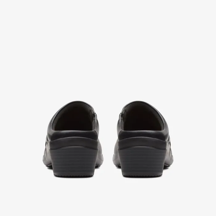 Clarks Clogs and Mules Angie Mist Black Leather 8211 Women