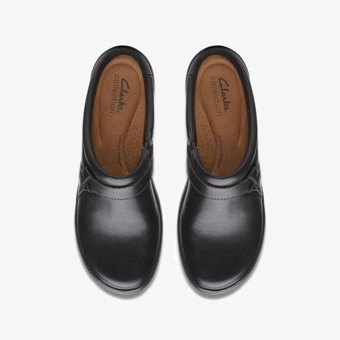 Clarks Clogs and Mules Angie Mist Black Leather 8211 Women