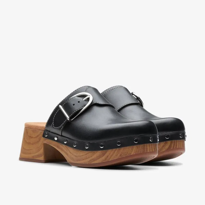 Clarks Clogs and Mules Sivanne Sun Black Leather 8211 Women