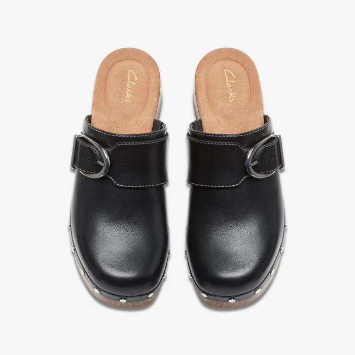 Clarks Clogs and Mules Sivanne Sun Black Leather 8211 Women