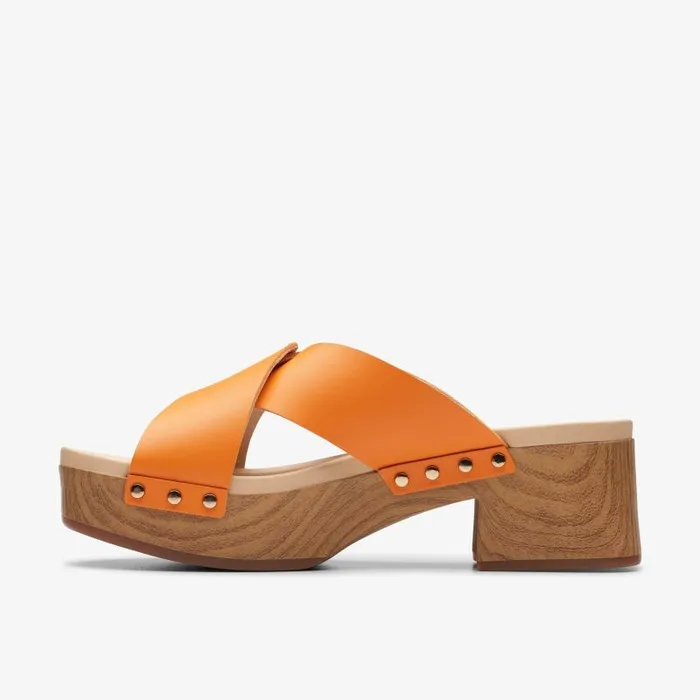 Clarks Clogs and Mules Sivanne Walk Orange Leather 8211 Women