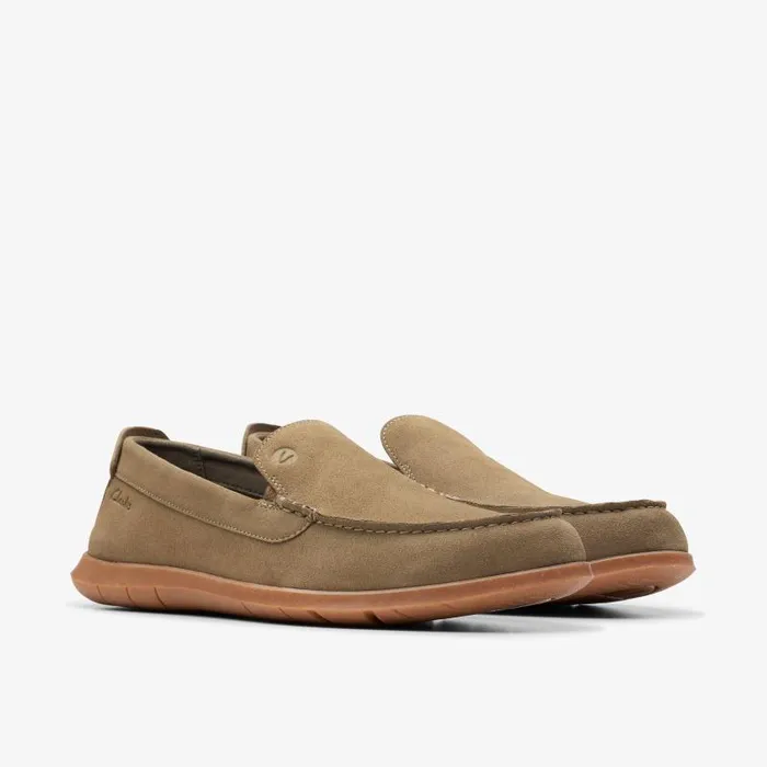 Clarks Loafers and Slip Ons Flexway Step Olive Suede 8211 Men