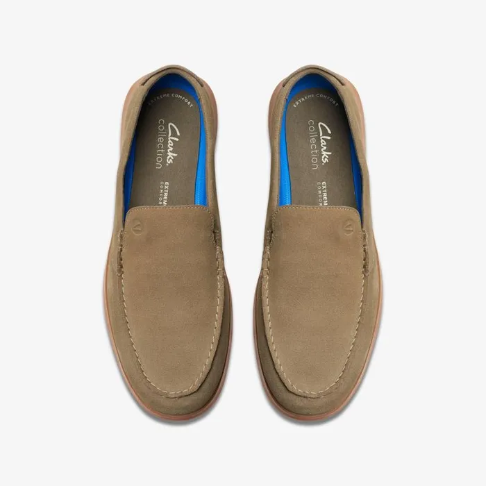 Clarks Loafers and Slip Ons Flexway Step Olive Suede 8211 Men