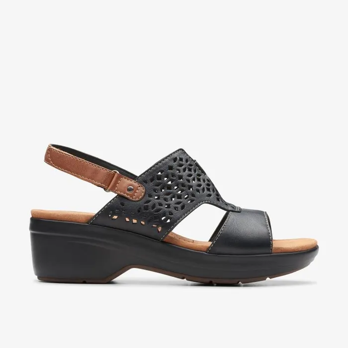 Clarks Sandals and Flip Flops Tuleah Sun Black Leather 8211 Women