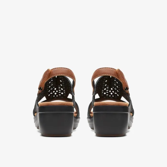 Clarks Sandals and Flip Flops Tuleah Sun Black Leather 8211 Women