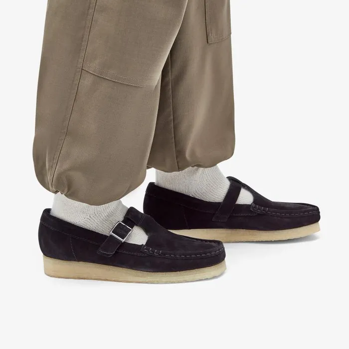 Clarks SlipOns Wallabee TBar Black Suede 8211 Women