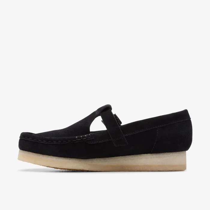 Clarks SlipOns Wallabee TBar Black Suede 8211 Women