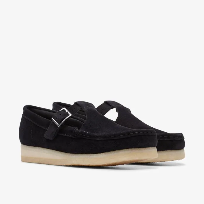 Clarks SlipOns Wallabee TBar Black Suede 8211 Women