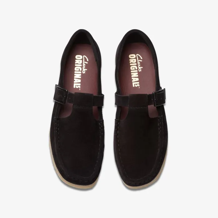 Clarks SlipOns Wallabee TBar Black Suede 8211 Women