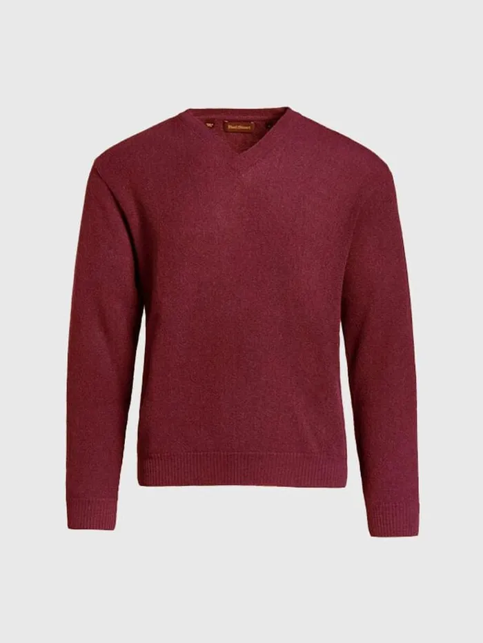 Classic Alpaca Links VNeck Sweater Burgundy Men Paul Stuart Sweaters