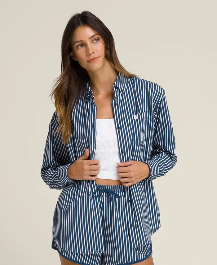 Classic Button Up 8211 Ensign Blue Bright White Outerwear Wilson Women