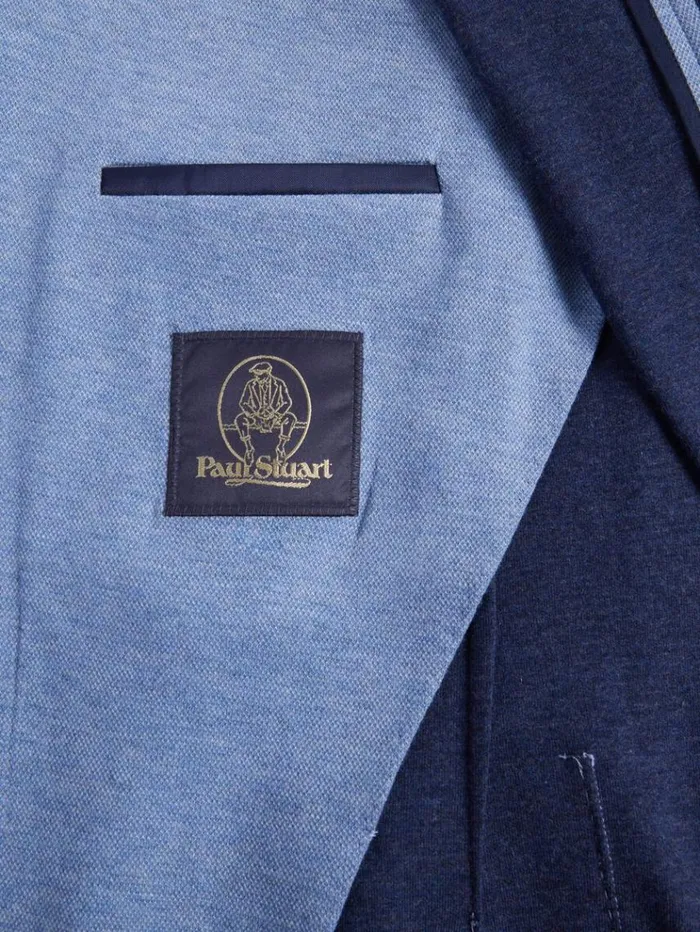Cotton and Cashmere Pique Soft Jacket Blue Men Paul Stuart Blazers and Jackets