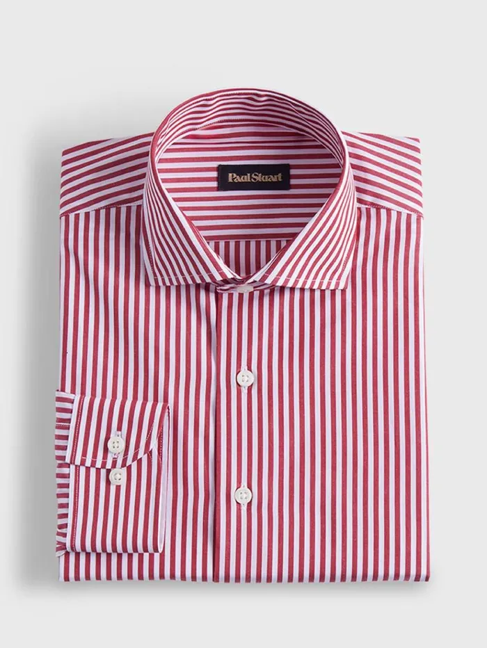 Cotton Bengal Stripe Sport Shirt Redwhite Men Paul Stuart Sport Shirts