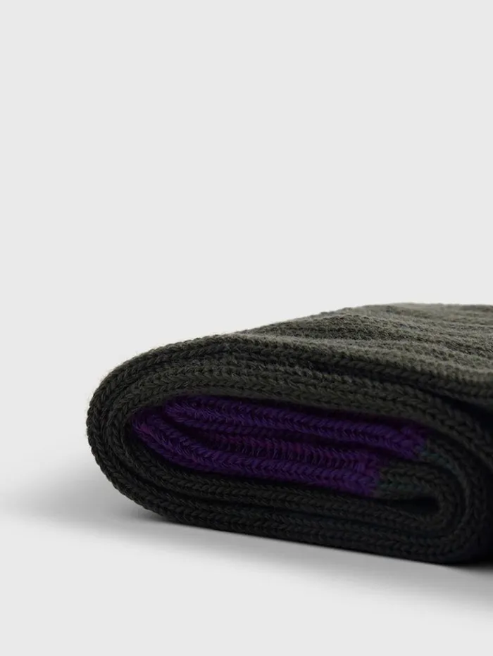 Cotton Blend Ribbed Sock Olive Men Paul Stuart Socks