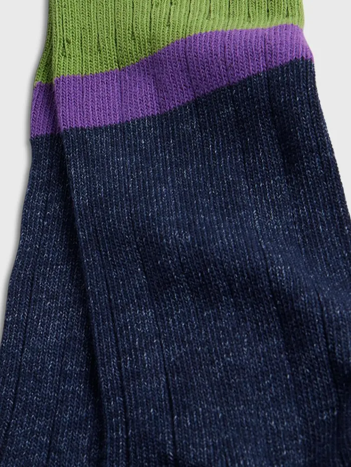 Cotton Denim Melange Sport Sock Lime Green Men Paul Stuart Socks