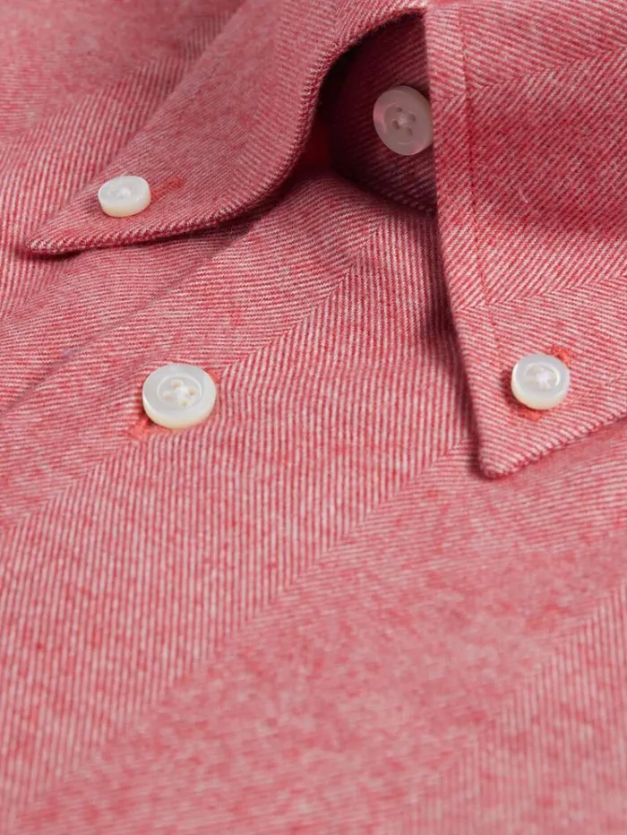 Cotton Flannel Herringbone Sport Shirt Red Men Paul Stuart Sport Shirts