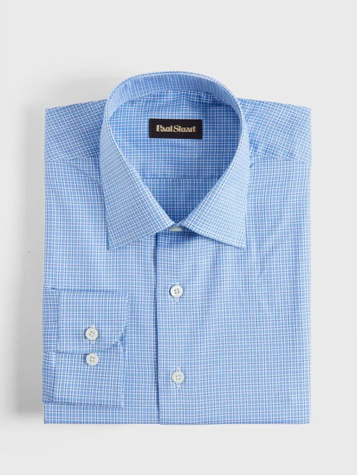 Cotton Flannel Plaid Sport Shirt Light Blue Men Paul Stuart Sport Shirts