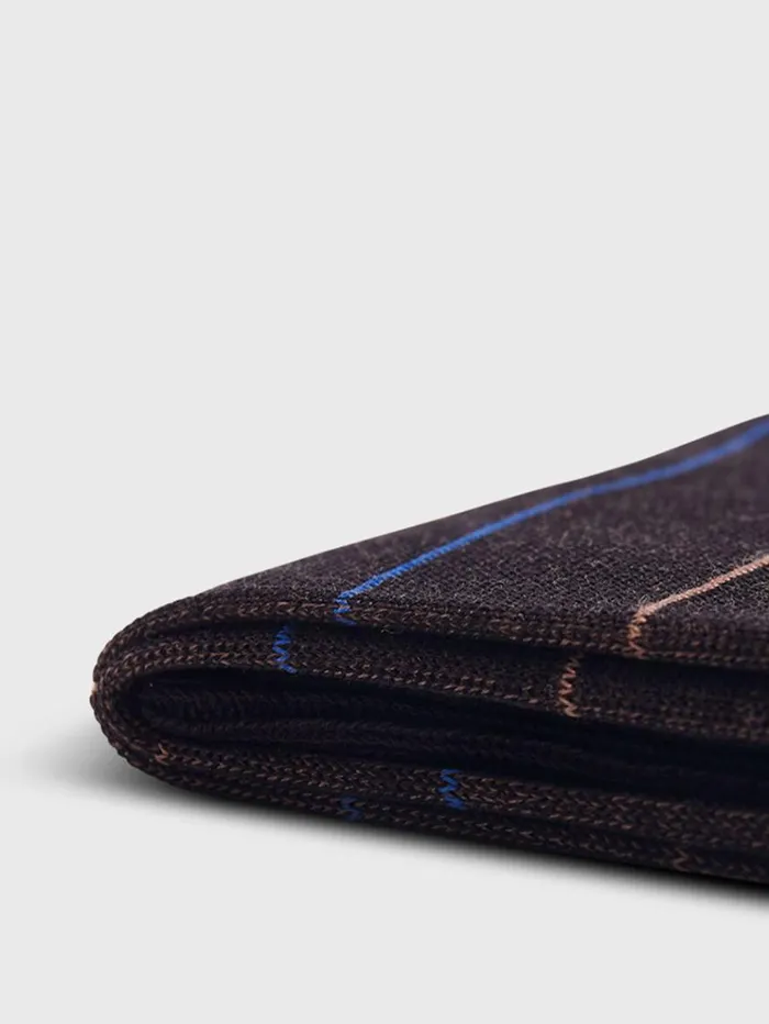 Cotton Horizontal Stripe Sock Brown Men Paul Stuart Socks