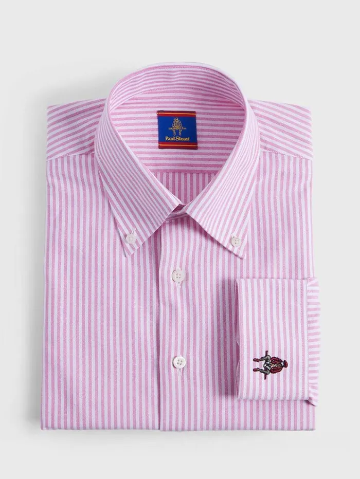 Cotton Oxford Stripe Sport Shirt Men Paul Stuart Sport Shirts