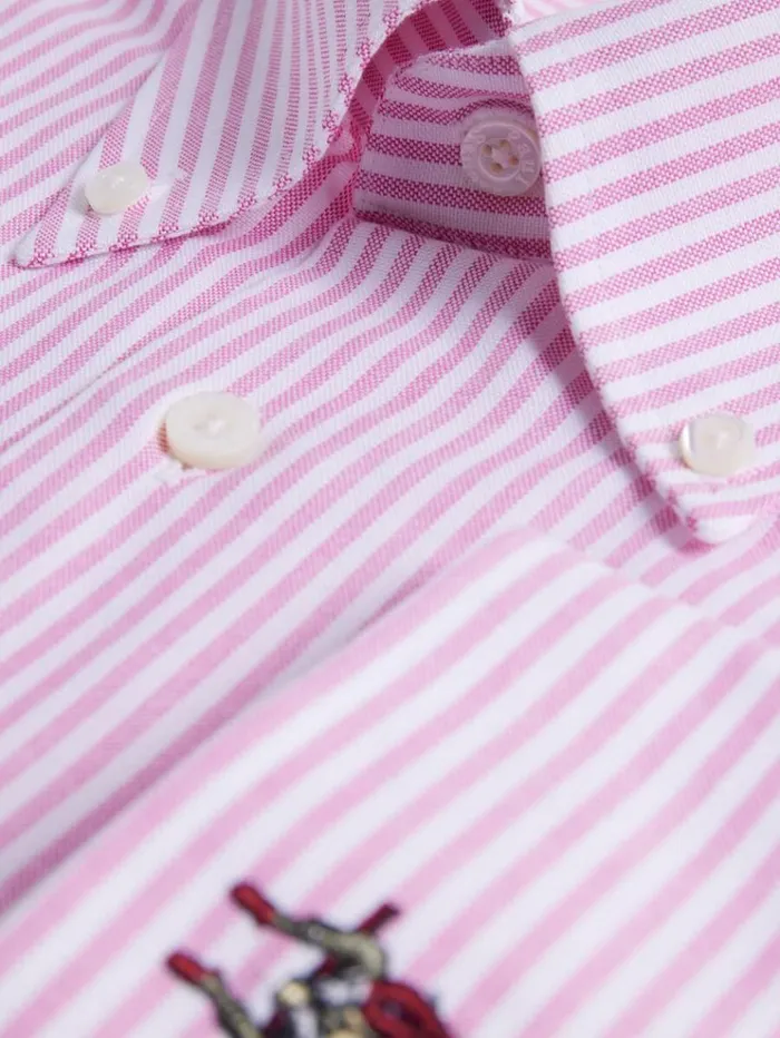 Cotton Oxford Stripe Sport Shirt Men Paul Stuart Sport Shirts