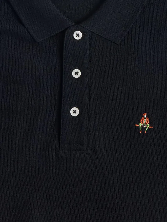Cotton Piqu Logo Polo Black Men Paul Stuart Polos and TShirts