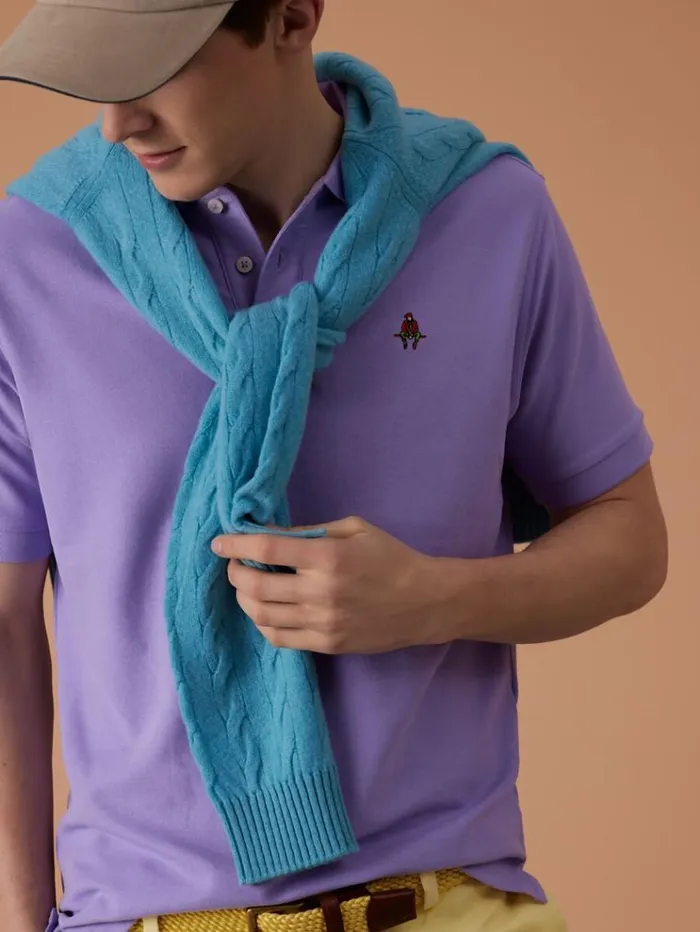 Cotton Piqu Logo Polo Lavender Men Paul Stuart Polos and TShirts