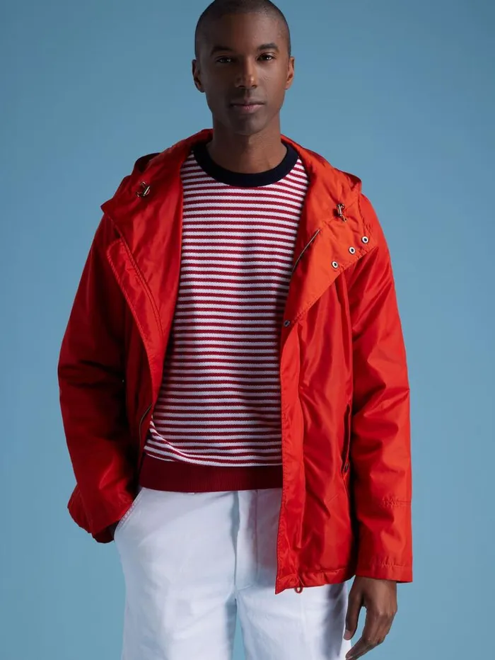 Cotton Striped Crewneck Sweater Redwhite Men Paul Stuart Sweaters