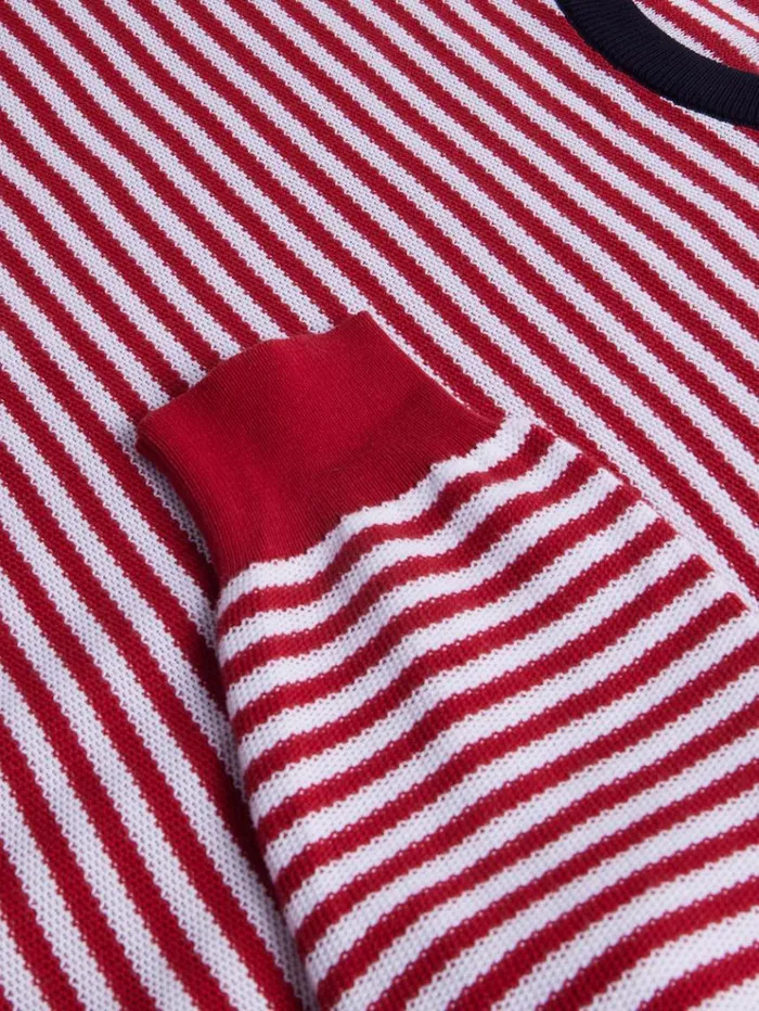 Cotton Striped Crewneck Sweater Redwhite Men Paul Stuart Sweaters