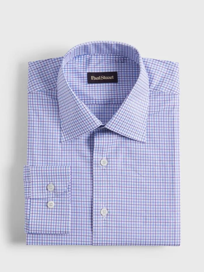 Cotton Tattersall Sport Shirt Bluepurple Men Paul Stuart Sport Shirts