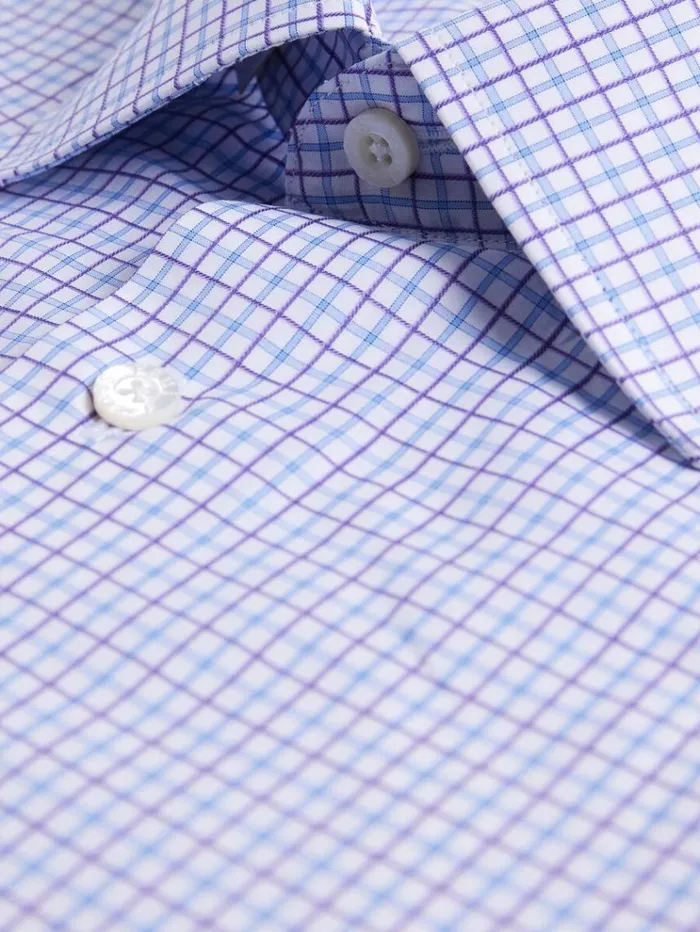 Cotton Tattersall Sport Shirt Bluepurple Men Paul Stuart Sport Shirts