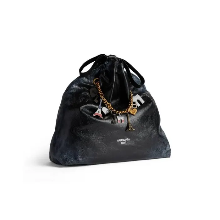Crush Medium Tote Bag Dirty Effect With Souvenirs In Black Women Balenciaga Tote Bags