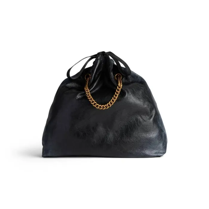 Crush Medium Tote Bag Dirty Effect With Souvenirs In Black Women Balenciaga Tote Bags