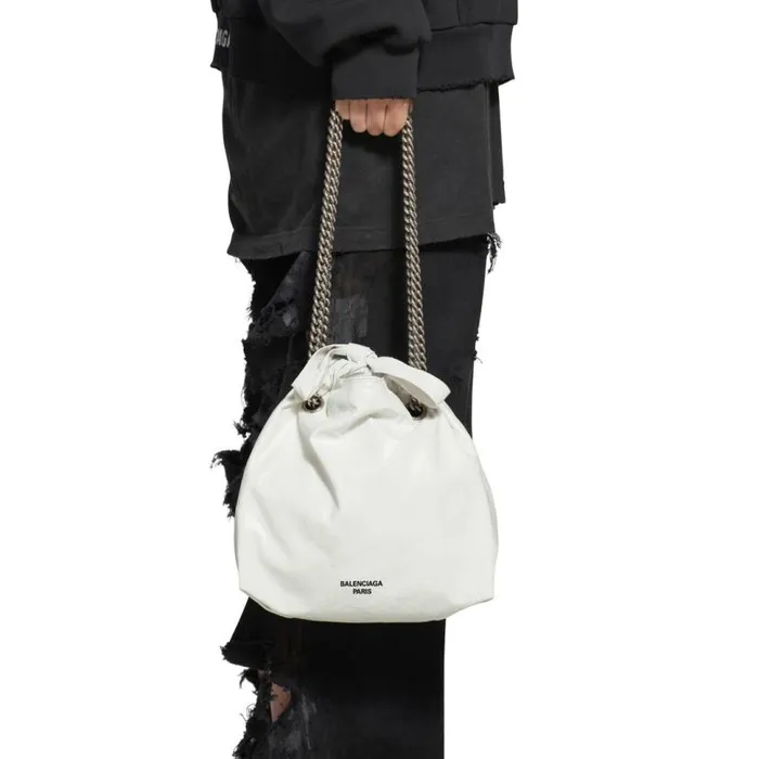 Crush Small Tote Bag In Optic White Women Balenciaga Tote Bags