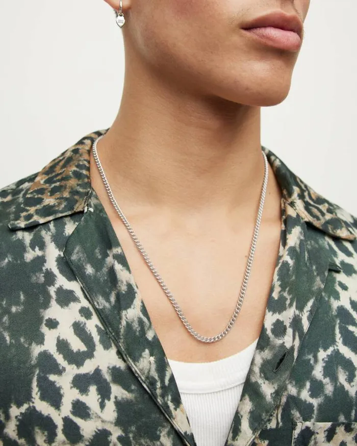 Curb Sterling Silver Chain Warm Silver Men AllSaints Jewelry