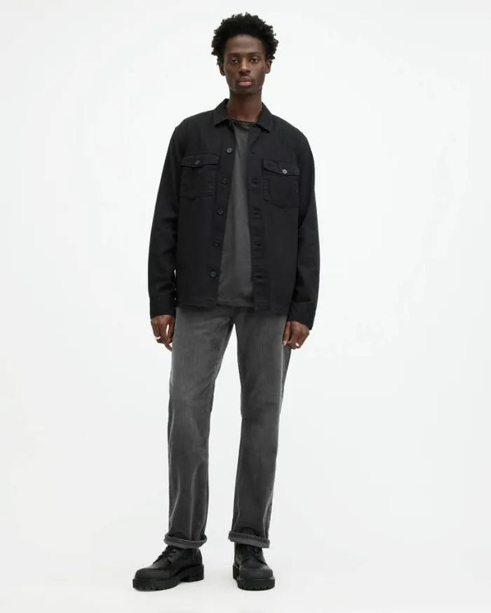 Curtis Straight Fit Corduroy Jeans Jet Black Men AllSaints Jeans
