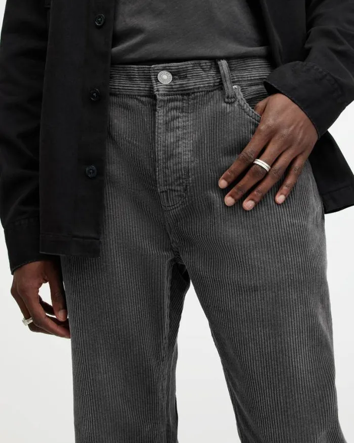 Curtis Straight Fit Corduroy Jeans Jet Black Men AllSaints Jeans