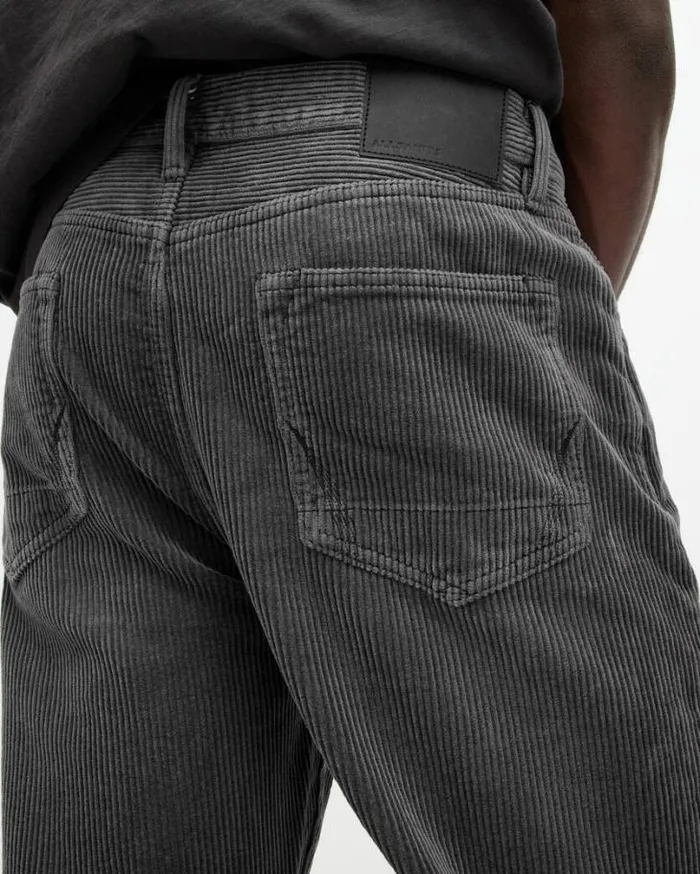 Curtis Straight Fit Corduroy Jeans Jet Black Men AllSaints Jeans
