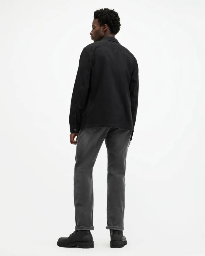 Curtis Straight Fit Corduroy Jeans Jet Black Men AllSaints Jeans